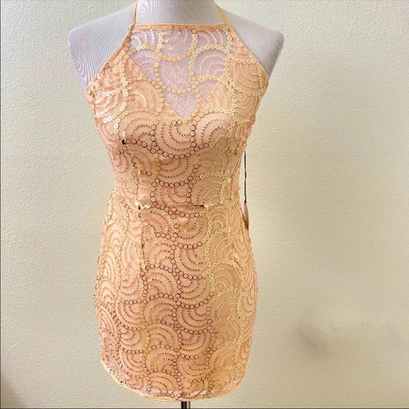 About Us | Revolve Jane Sequin Dress In Peach NEW - Picture 4 of 15